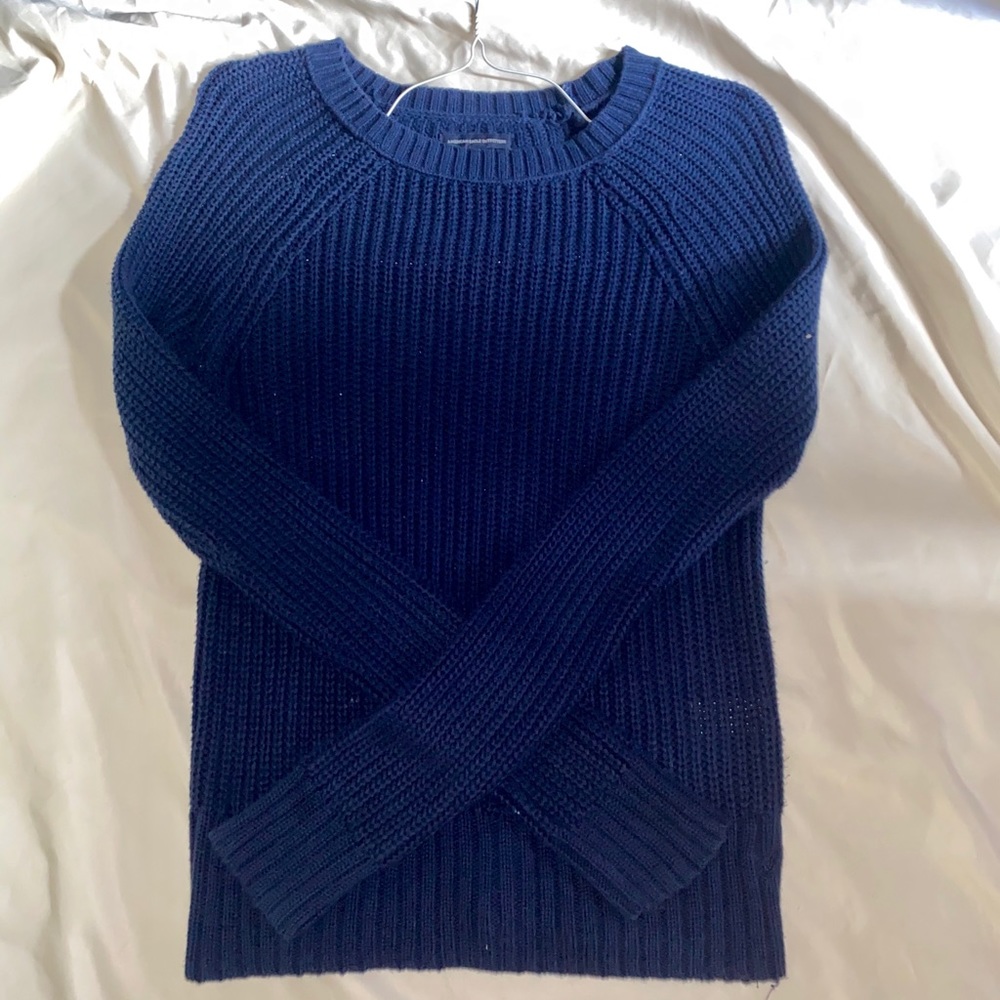 Blue knitted sweater